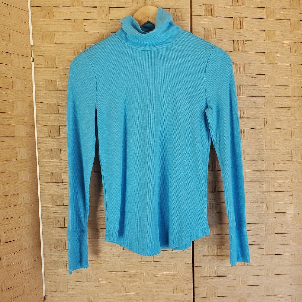 GAP Rib Turtleneck Size XS Bright Blue Long Sleeve